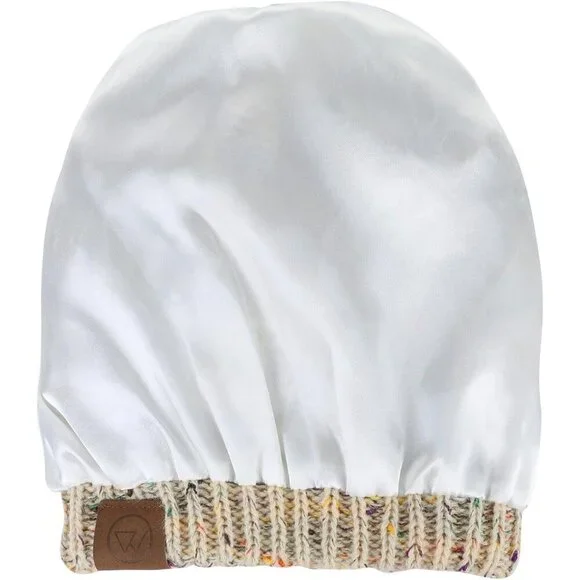 Satin Lined Knit Beanie Hats for Women Men Thick Warm Unisex Slouchy Winter Cap - Picture 2 of 6